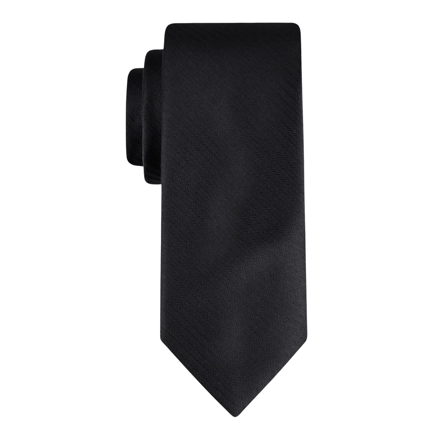 Slim Black Herringbone Neck Tie